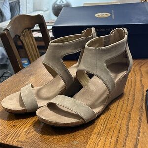 Adrienne Vittadini Beige Wedge Sandals